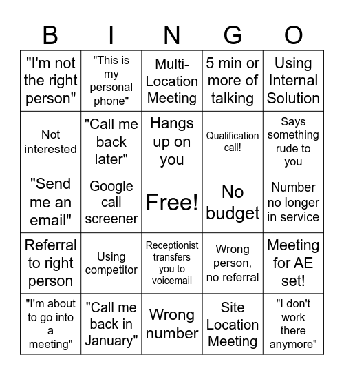 Envoy BDR Bingo Card