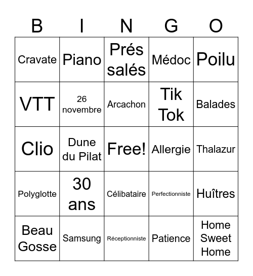 LOTO DES 30 ANS DE LOIC Bingo Card
