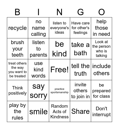 RESPECT BINGO Card