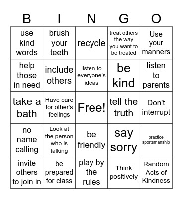 RESPECT BINGO Card