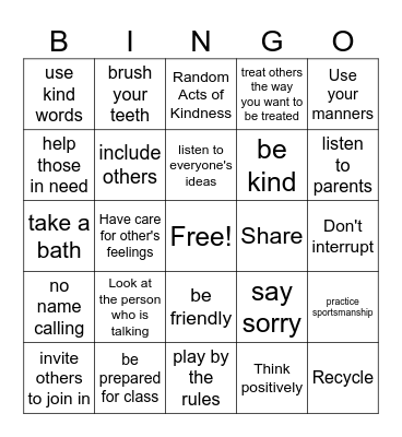 RESPECT BINGO Card