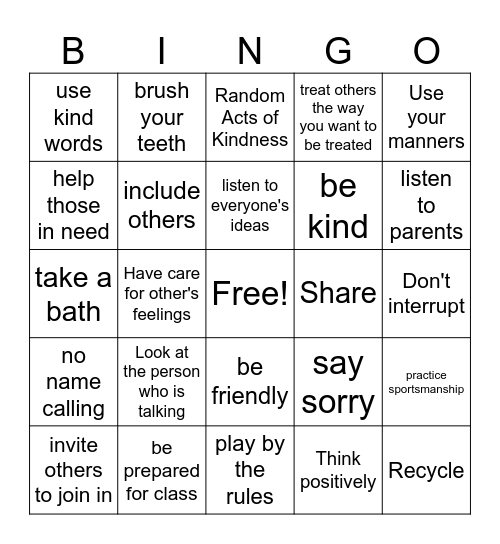 RESPECT BINGO Card