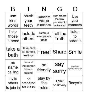 RESPECT BINGO Card