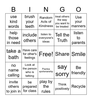 RESPECT BINGO Card