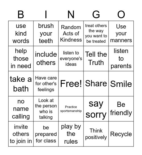 RESPECT BINGO Card