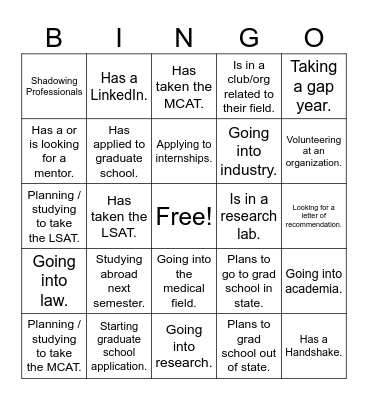 Find Your Future Bingo Card