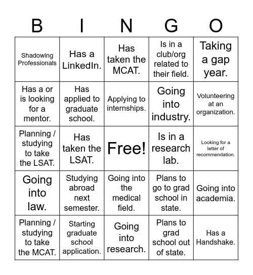 Find Your Future Bingo Card