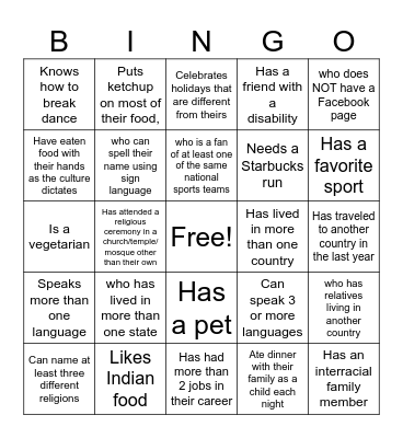 EED Diversity Bingo Card