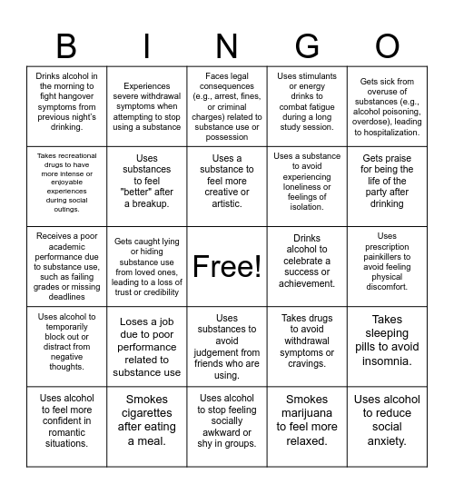 Behavioral Bingo Card