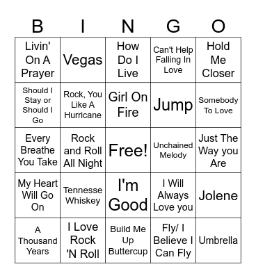 Music Bingo Card