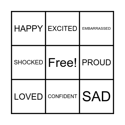 EMOTIONS! How do you feel today? Bingo Card