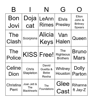 Artist Bingo Card