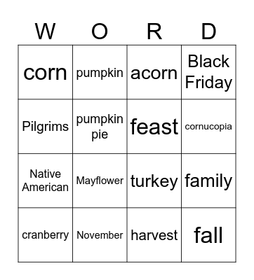 Thanksgiving Bingo Card