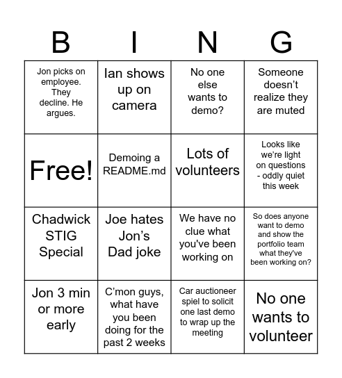 Demo Bingo Card