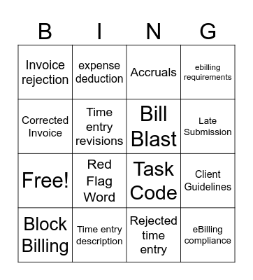 Billing Bingo Card