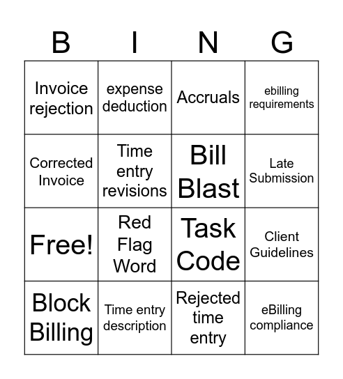 Billing Bingo Card