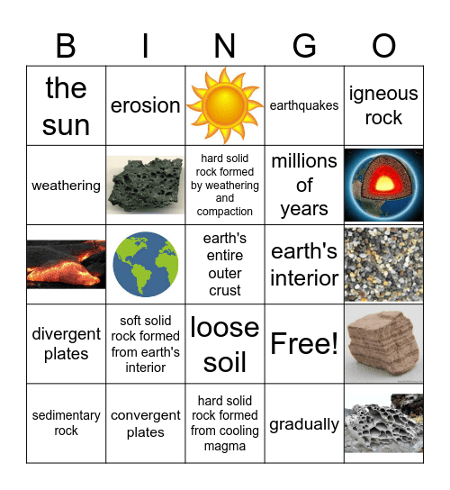 Rock Types Bingo Card