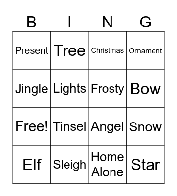 Holiday Singo Bingo Card