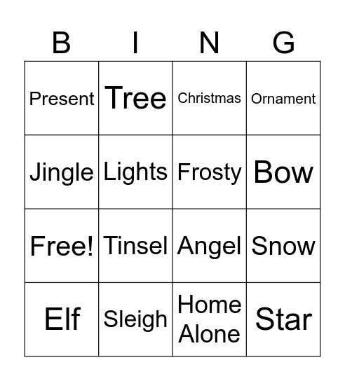 Holiday Singo Bingo Card