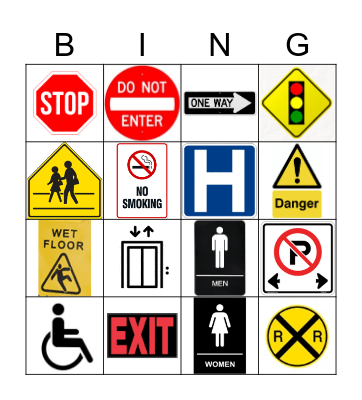 Safety Signs Bingo Card