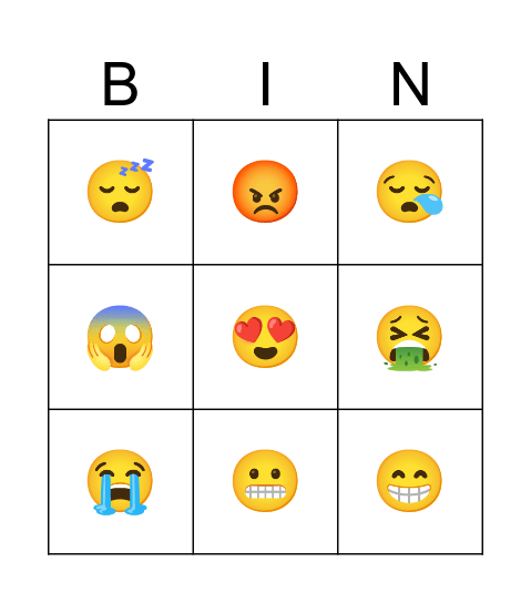 Emociones 1 Bingo Card