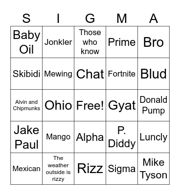 Untitled Bingo Card