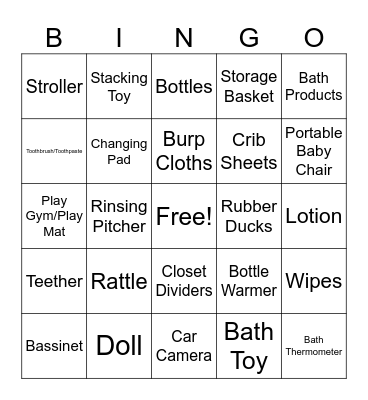 Baby shower Bingo Card