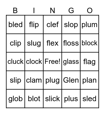 L Blends Bingo Card