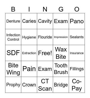 Dental Bingo Card