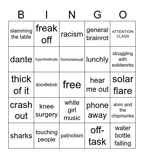 engineering 1-2 bingo Card