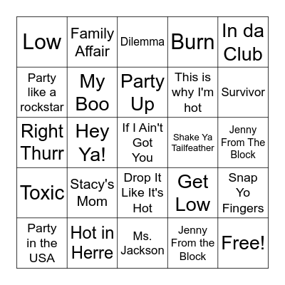 JACC Mistletoe & Bingo- 2000's Hits Bingo Card