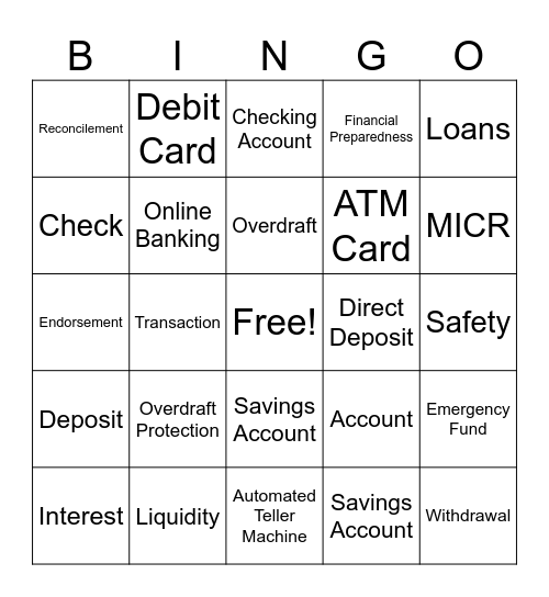 Centennial Bank BINGO Card