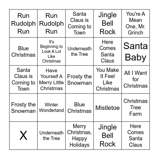 JACC Mistletoe & Bingo- Christmas Hits Bingo Card