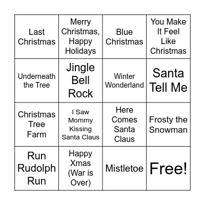 JACC Mistletoe & Bingo- Christmas Hits Bingo Card