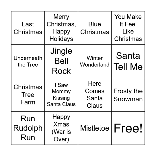 JACC Mistletoe & Bingo- Christmas Hits Bingo Card