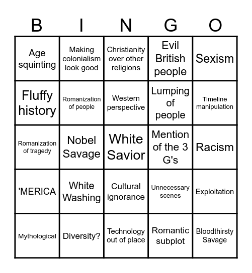 History League Bingo Card