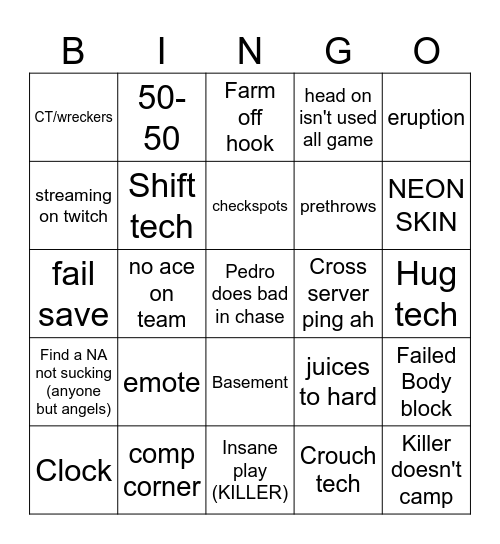 bdb pomc Bingo Card