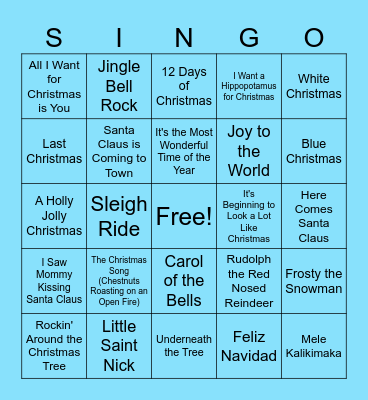 Christmas Singo Bingo Card