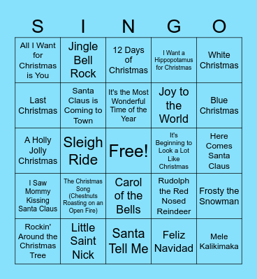 Christmas Singo Bingo Card