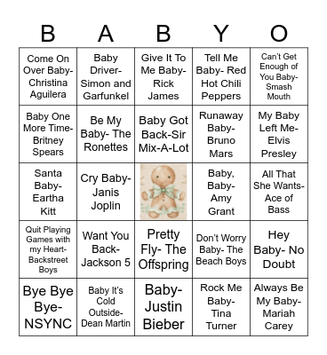 Musical Baby Bingo Card