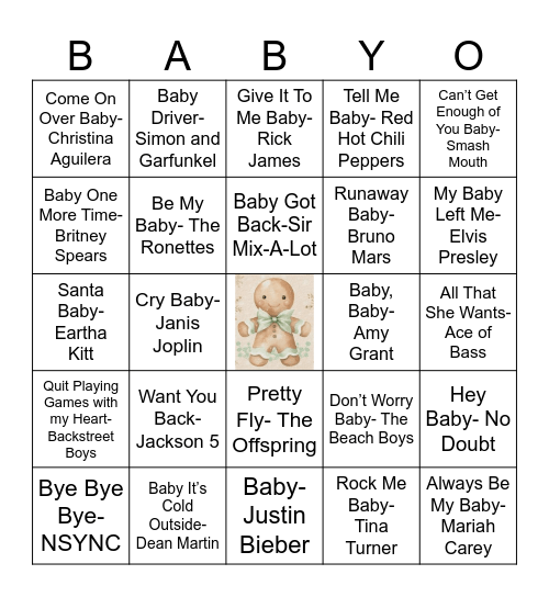 Musical Baby Bingo Card