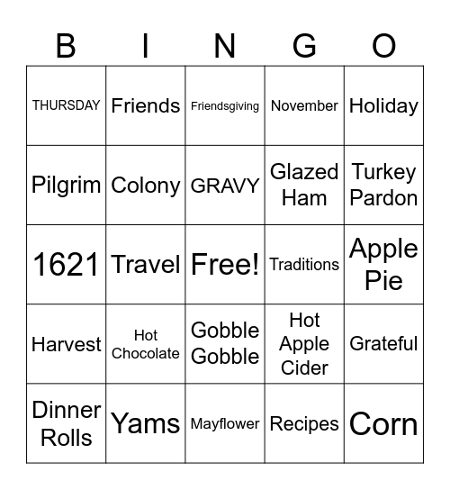 Thanksgiving Bingo Card