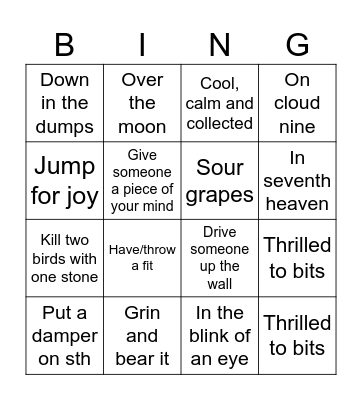 IDIOMS Bingo Card