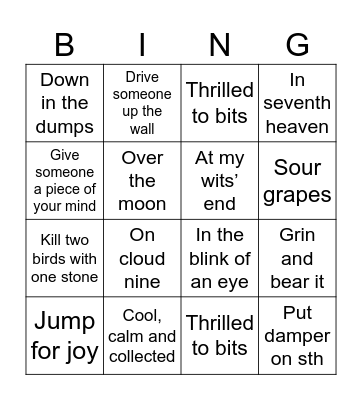 IDIOMS Bingo Card