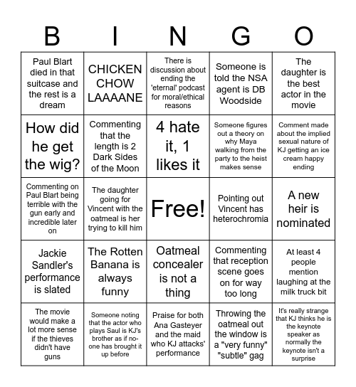 Death Blart Bingo Card