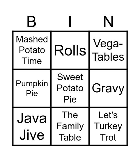 Thanksgiving Bingo Card