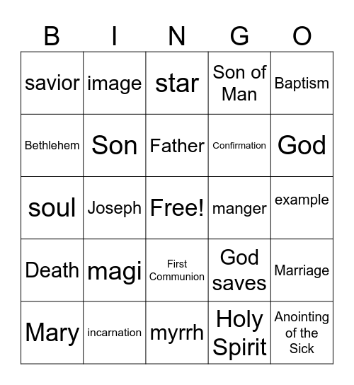 Living Image of Christ Bingo Card