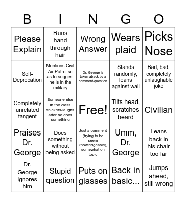 Thank You for Your Service Bingo Card