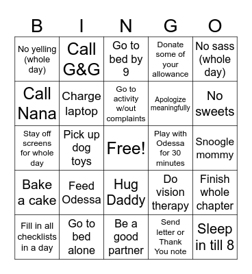 Alex for the win Bingo Card