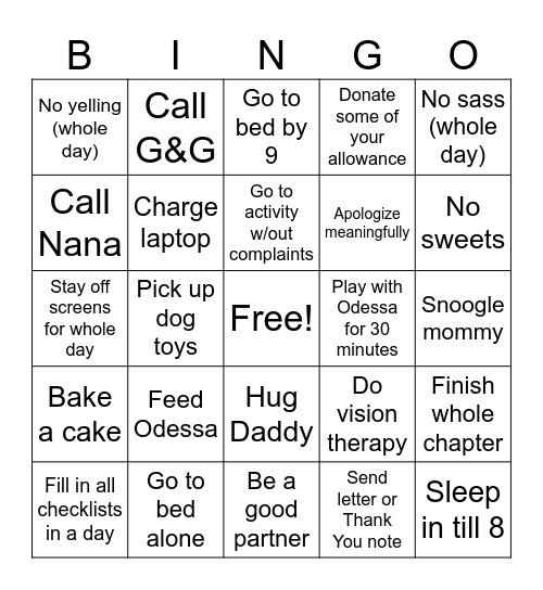 Alex for the win Bingo Card